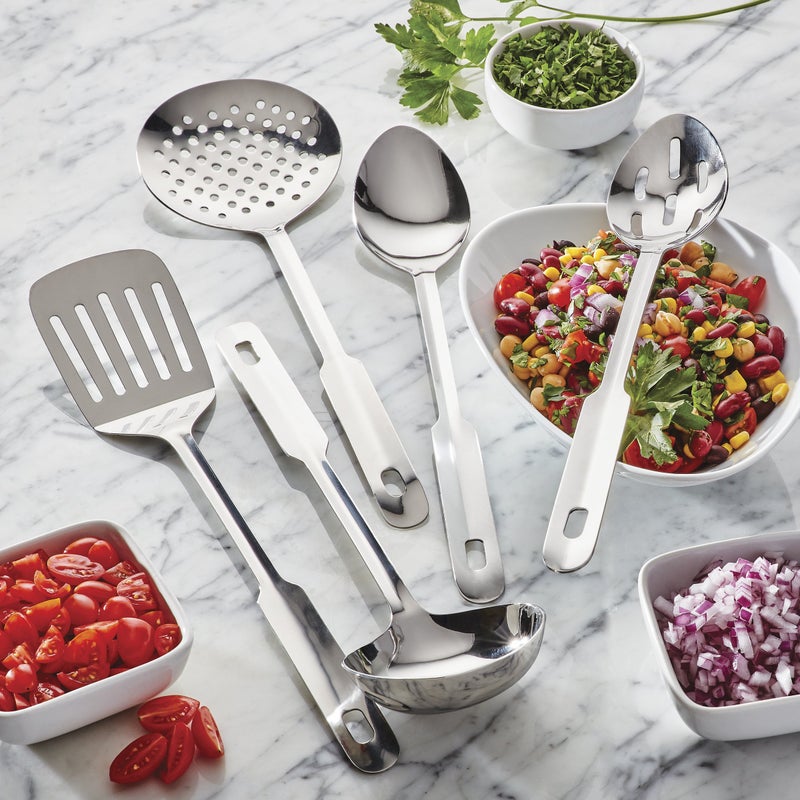 Amco 5 Piece Stainless Steel Cooking Utensil Set - Durable Kitchen Gadgets - Metal Kitchen Accessories - Easy to Clean Kitchen Tools - Image 4